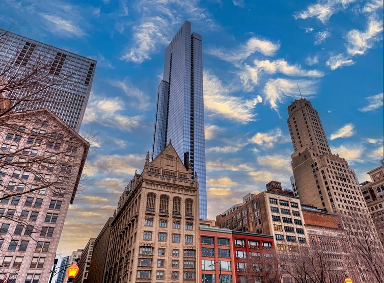 Chicago skyline at golden hour